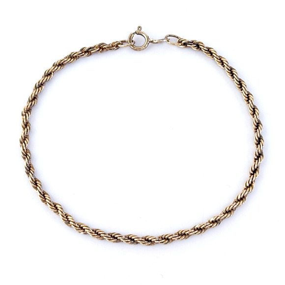 Vintage Danecraft Sterling Silver 925 Gold-Tone Rope Chain Bracelet 7" - Picture 1 of 6